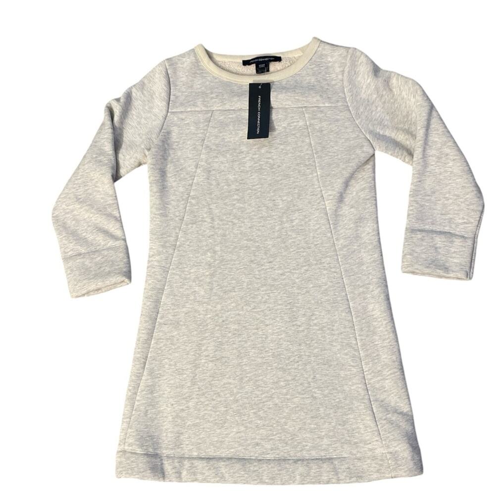 French Connection Women’s Grey Long Sleeve Crew Neck Sherpa Sweater Dress Sz 2 - Picture 8 of 8